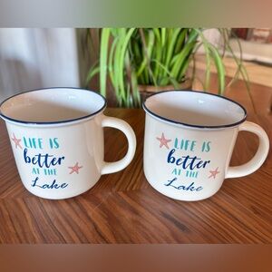 👛(ANY 2/$35) NWT LUCIANO CTG Mugs “LIFE IS BETTER AT THE LAKE” 12 oz. Capacity